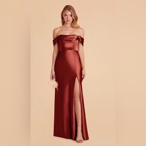 Birdy Grey Mia Shiny Satin Convertible Dress in Spice - Size S
